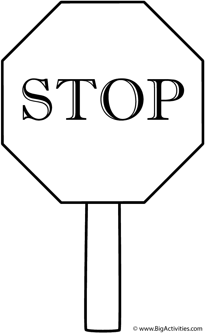 Stop Sign On Post - Coloring Page (Safety) for Free Printable Stop Sign To Color