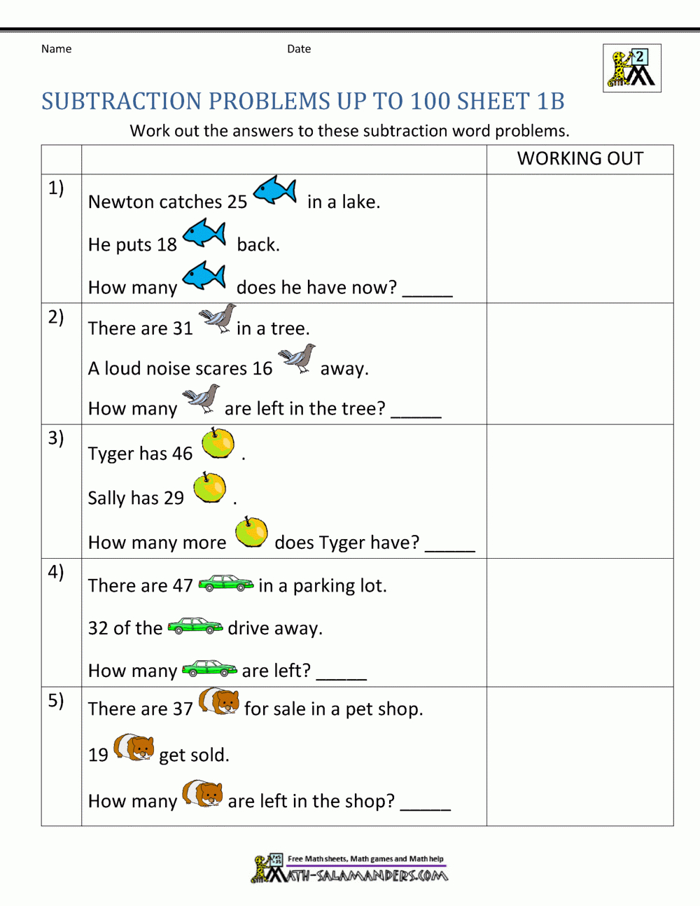 Subtraction Word Problems 2Nd Grade regarding Free Printable Math Word Problems for 2nd Grade