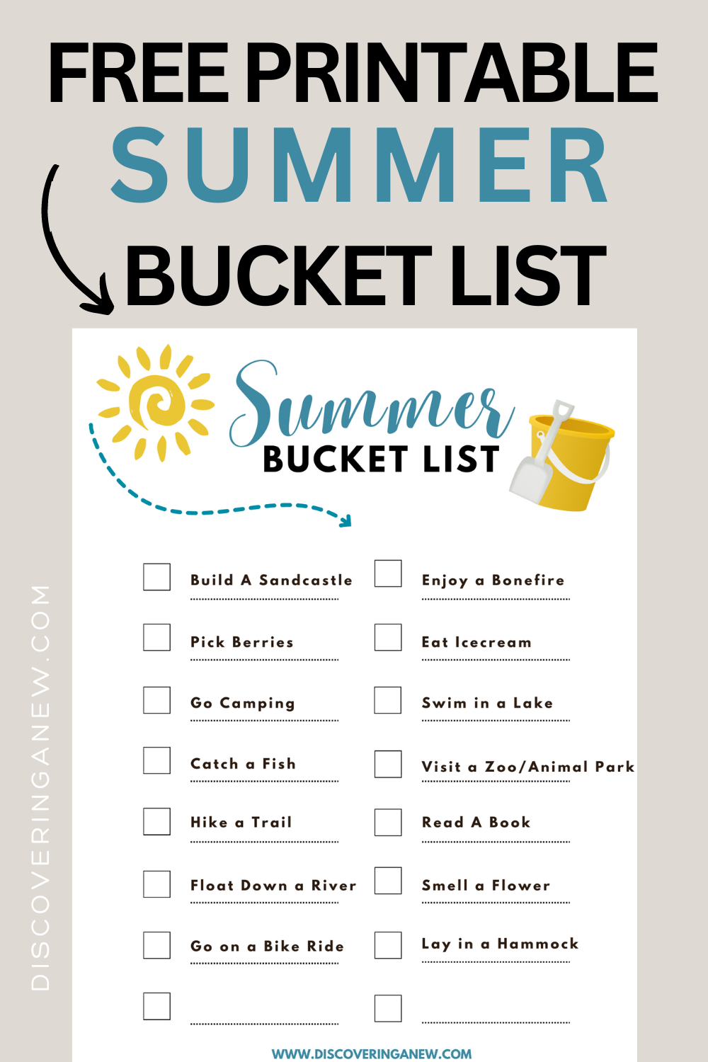 Summer Bucket List — Blog — Discovering Anew for Free Summer Bridge Activities Printables