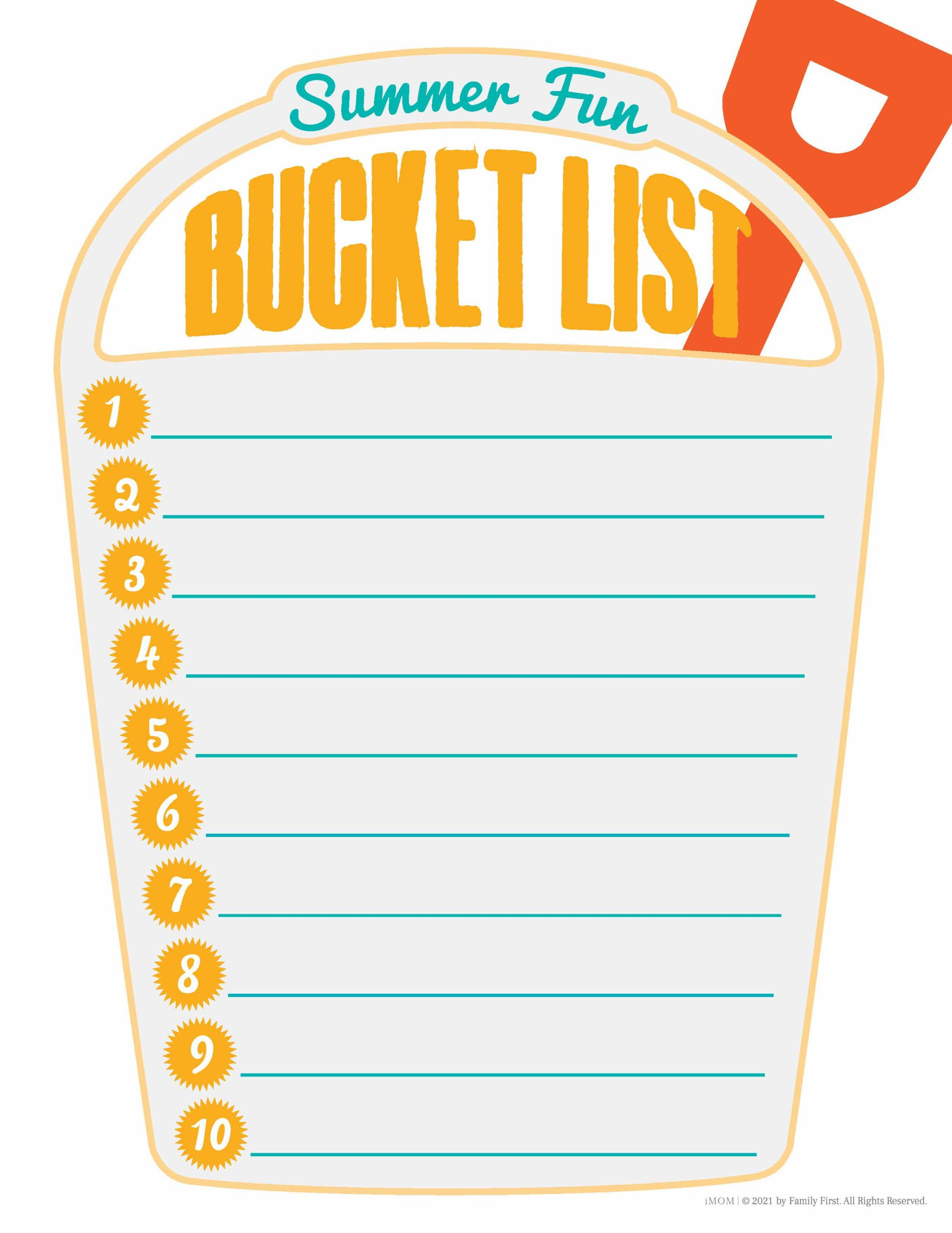 Summer Bucket List - Imom in Summer Bucket List Printable