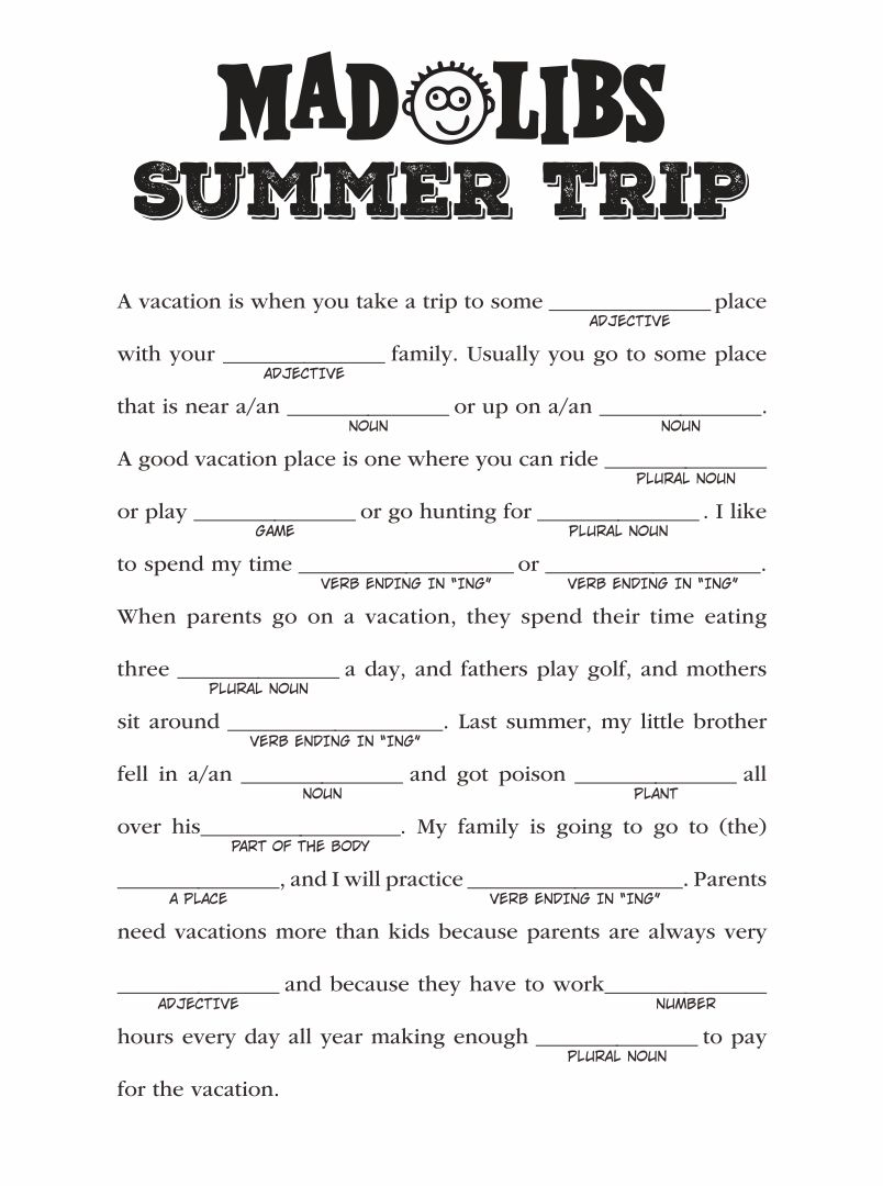 Summer Mad Libs Printable | Printable Mad Libs, Funny Mad Libs pertaining to Free Printable Mad Libs For Middle School Students