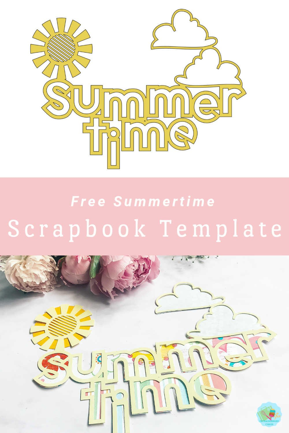 Summer Scrapbook Cut File ( And Free Template) ⋆ Extraordinary Chaos pertaining to Scrapbooking Die Cuts Free Printable