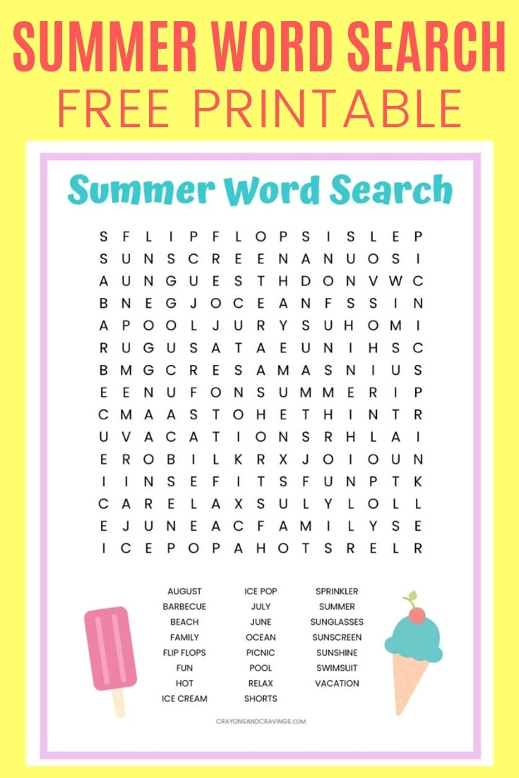 Summer Word Search Free Printable Worksheet For Kids intended for Word Search Free Printables For Kids