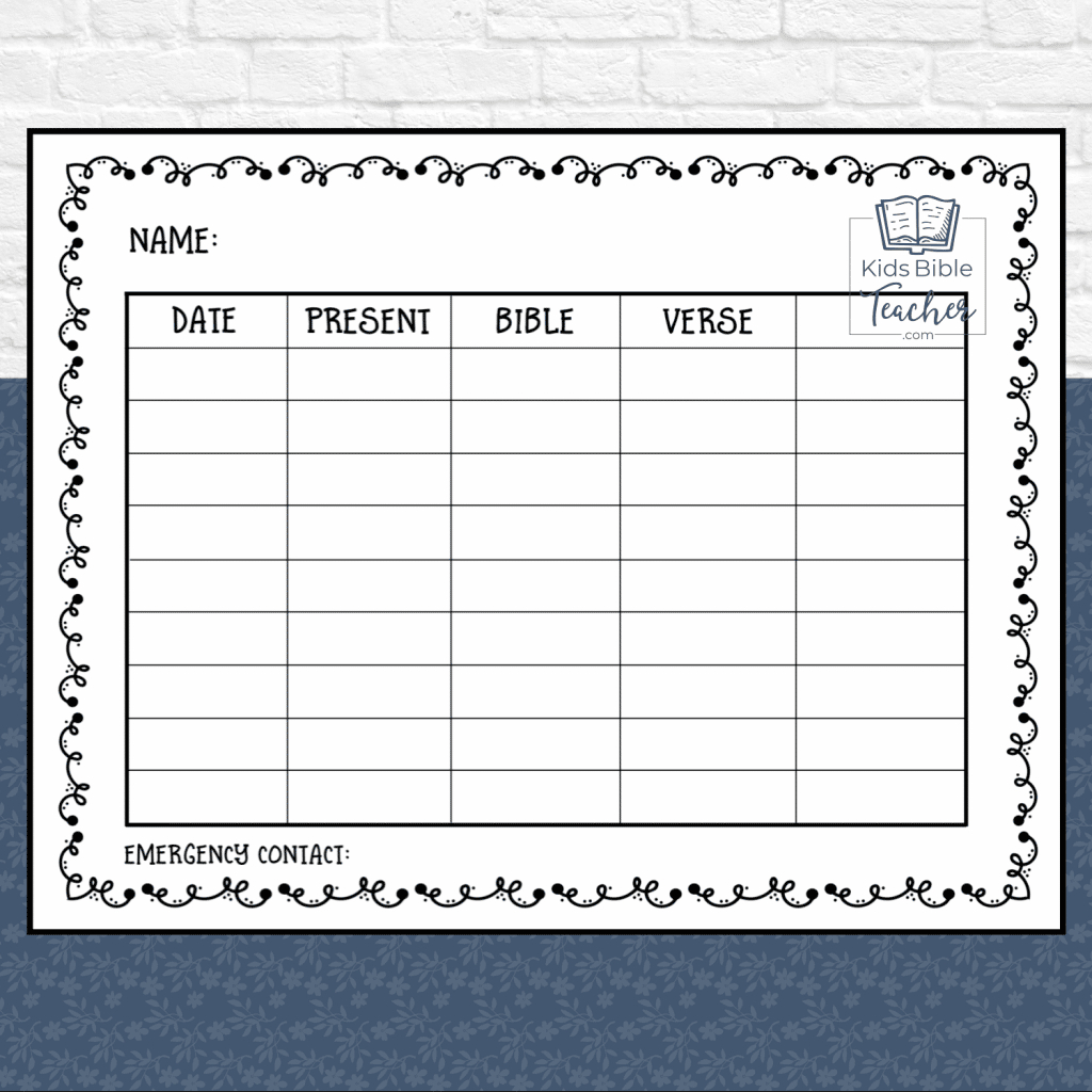 Sunday School Attendance Cards - Kids Bible Teacher for Free Printable Sunday School Attendance Sheet