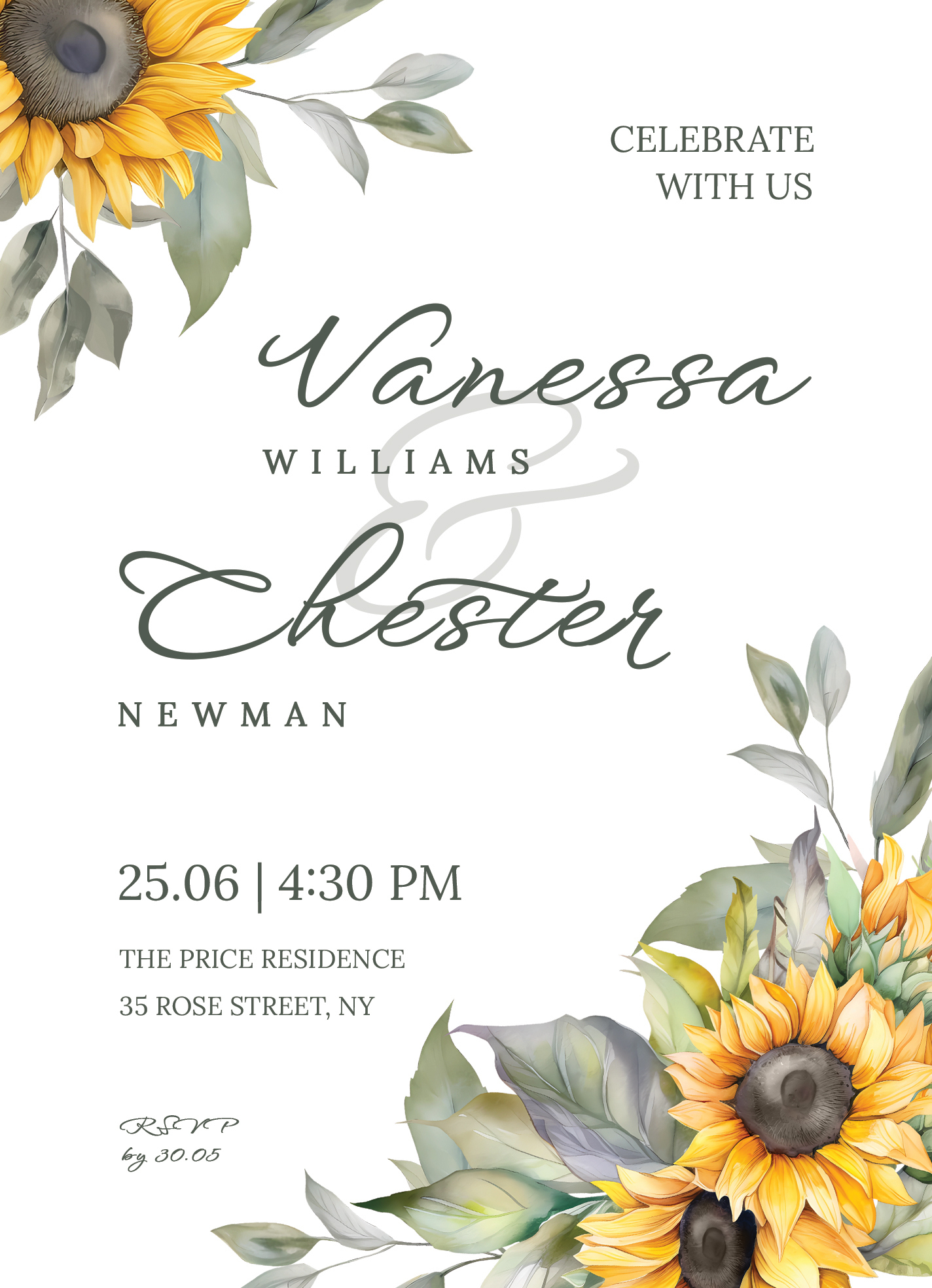 Sunflower Wedding Invitation Free Google Docs Template - Gdoc.io inside Free Printable Sunflower Wedding Invitation Templates