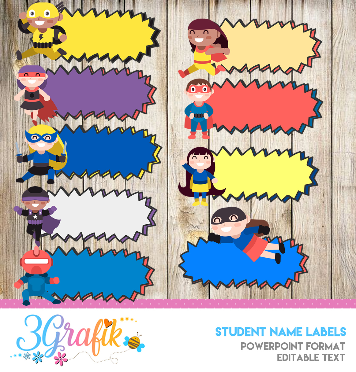 Super Hero - Student Name Labels - Printable - 3Grafik with regard to Superhero Name Tags Free Printable