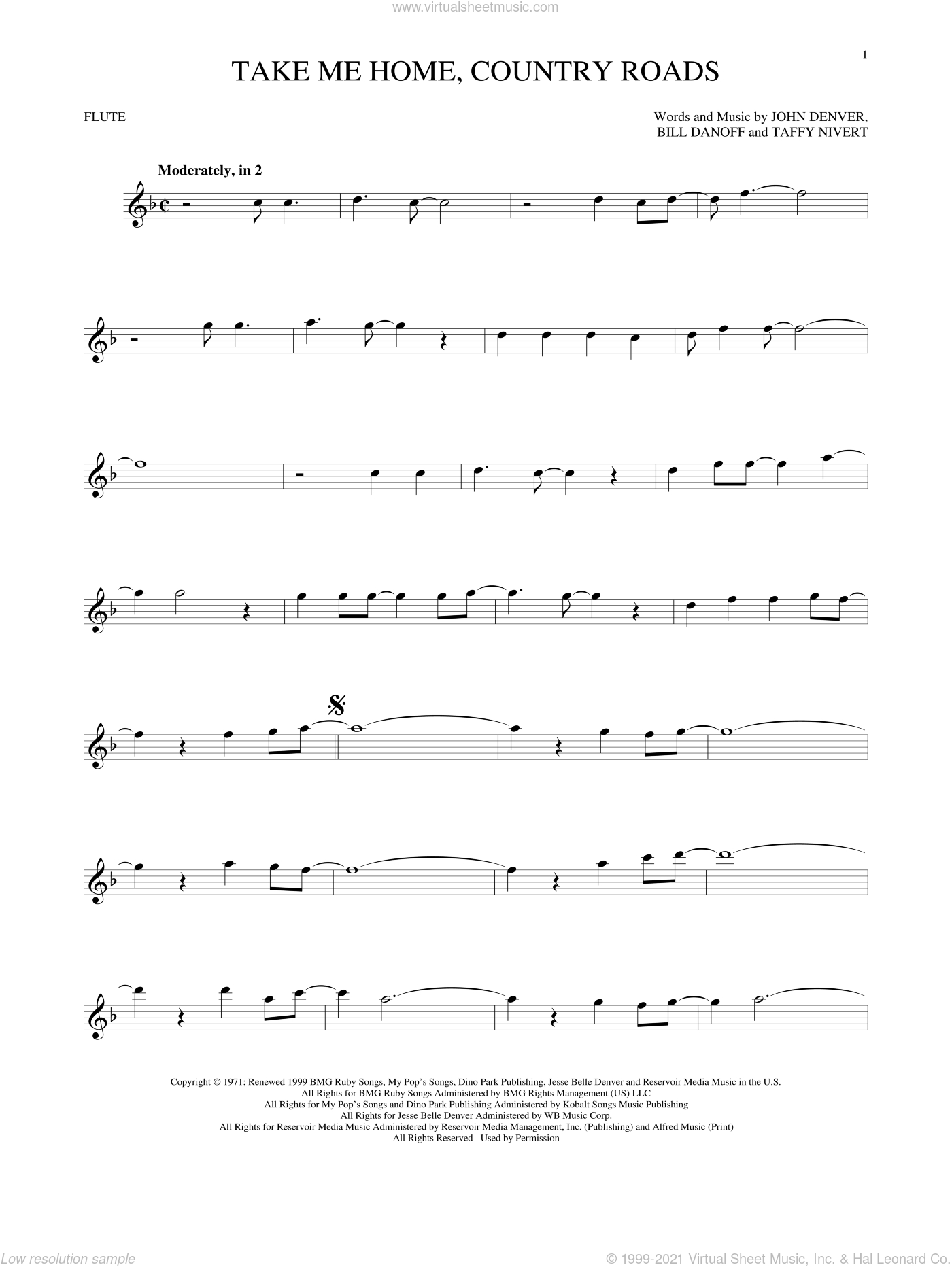 Take Me Home, Country Roads intended for Free Printable Flute Sheet Music For Pop Songs