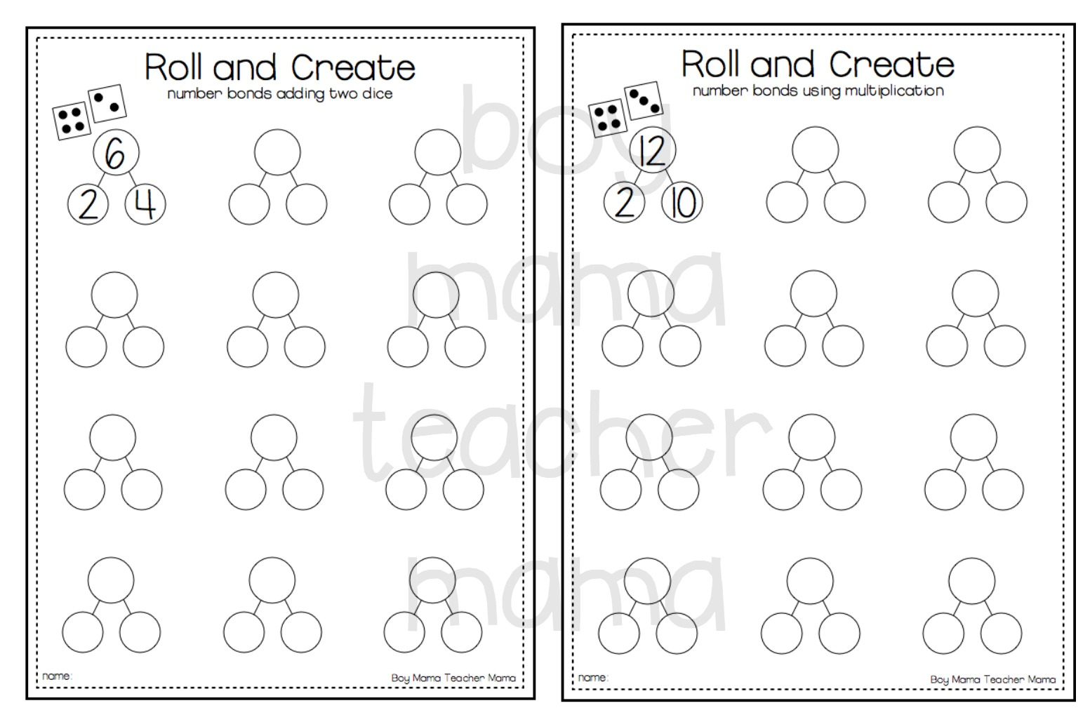 Teacher Mama: Free Roll And Create Number Bonds Printable {After in Free Printable Number Bonds Worksheets For Kindergarten