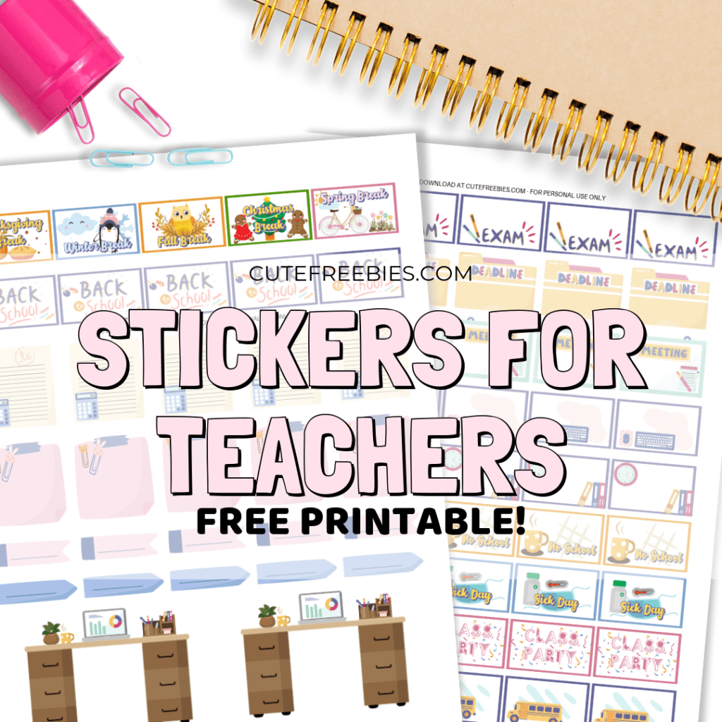 Teacher Planner Stickers – Free Printable! - Cute Freebies For You intended for Free Printable Stickers for Teachers