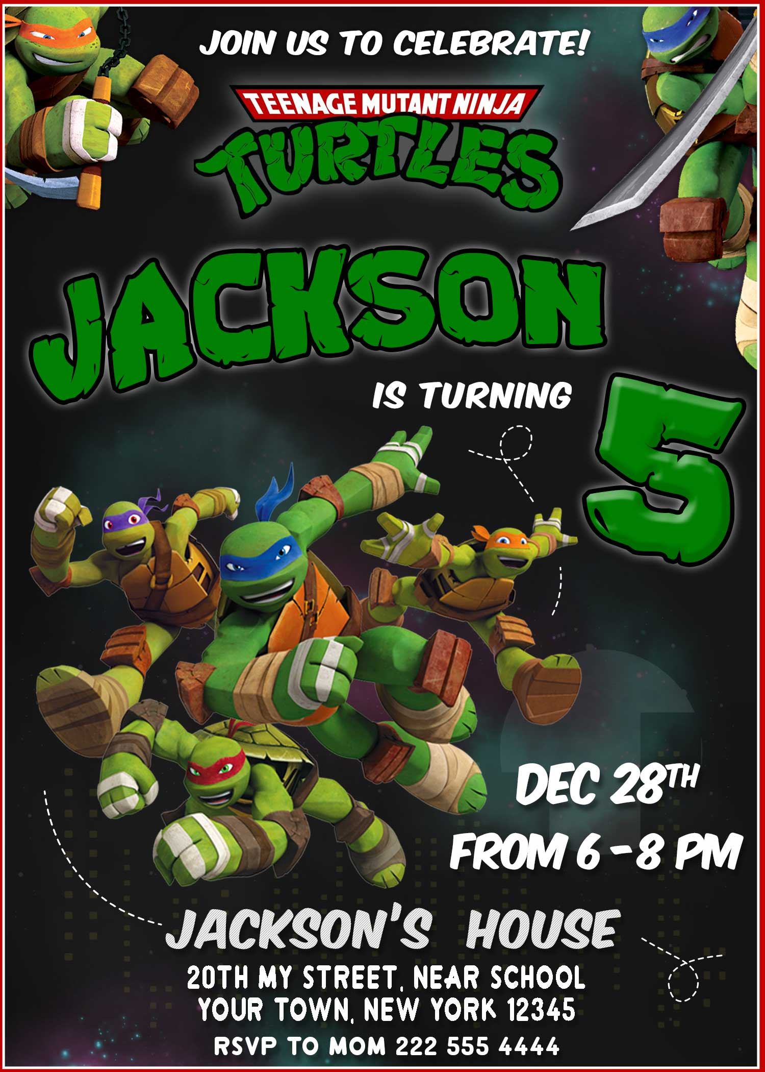 Teenage Mutant Ninja Turtles Birthday Invitation | Amazing Invite throughout Free Printable Tmnt Birthday Party Invitations