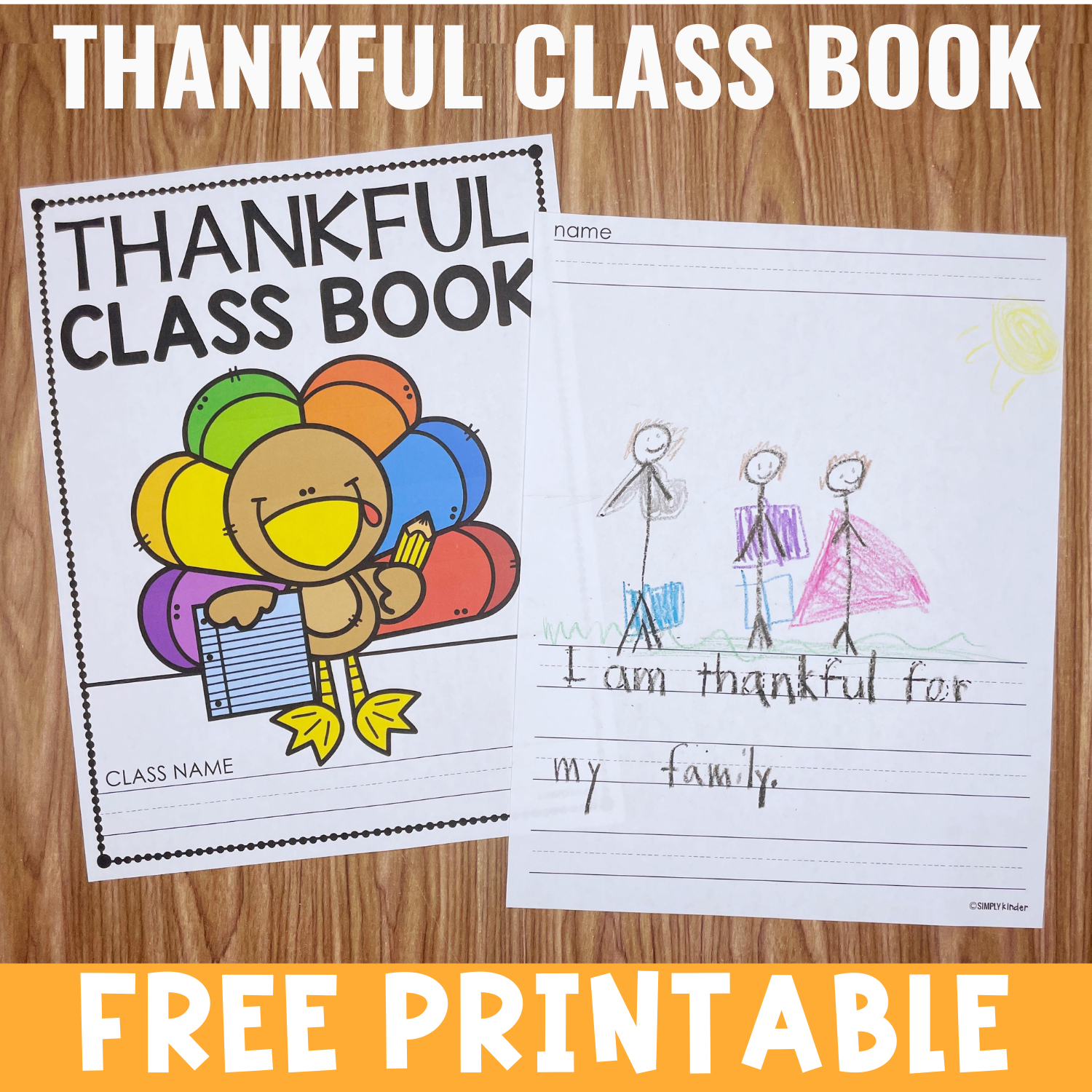 Thankful Class Book Free Printable - Simply Kinder with Free Printable Thanksgiving Books