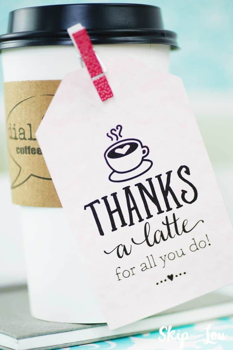 Thanks A Latte! Free Printable Gift Tags | Skip To My Lou for Thanks a Latte Free Printable Gift Tag