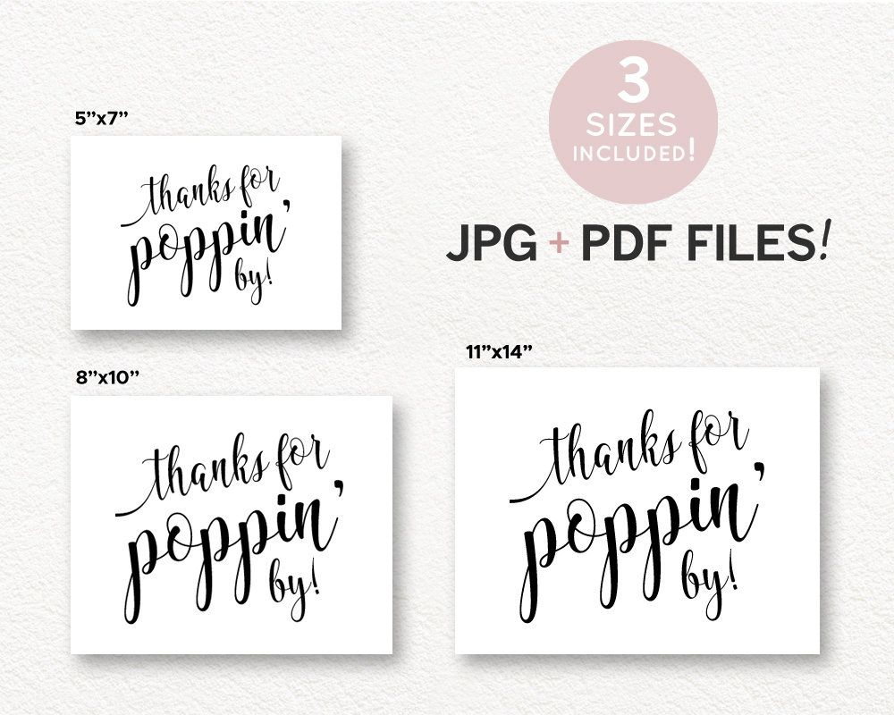 Thanks For Poppingprintable Sign, Baby Shower Popcorn Sign with regard to Thanks For Popping By Free Printable