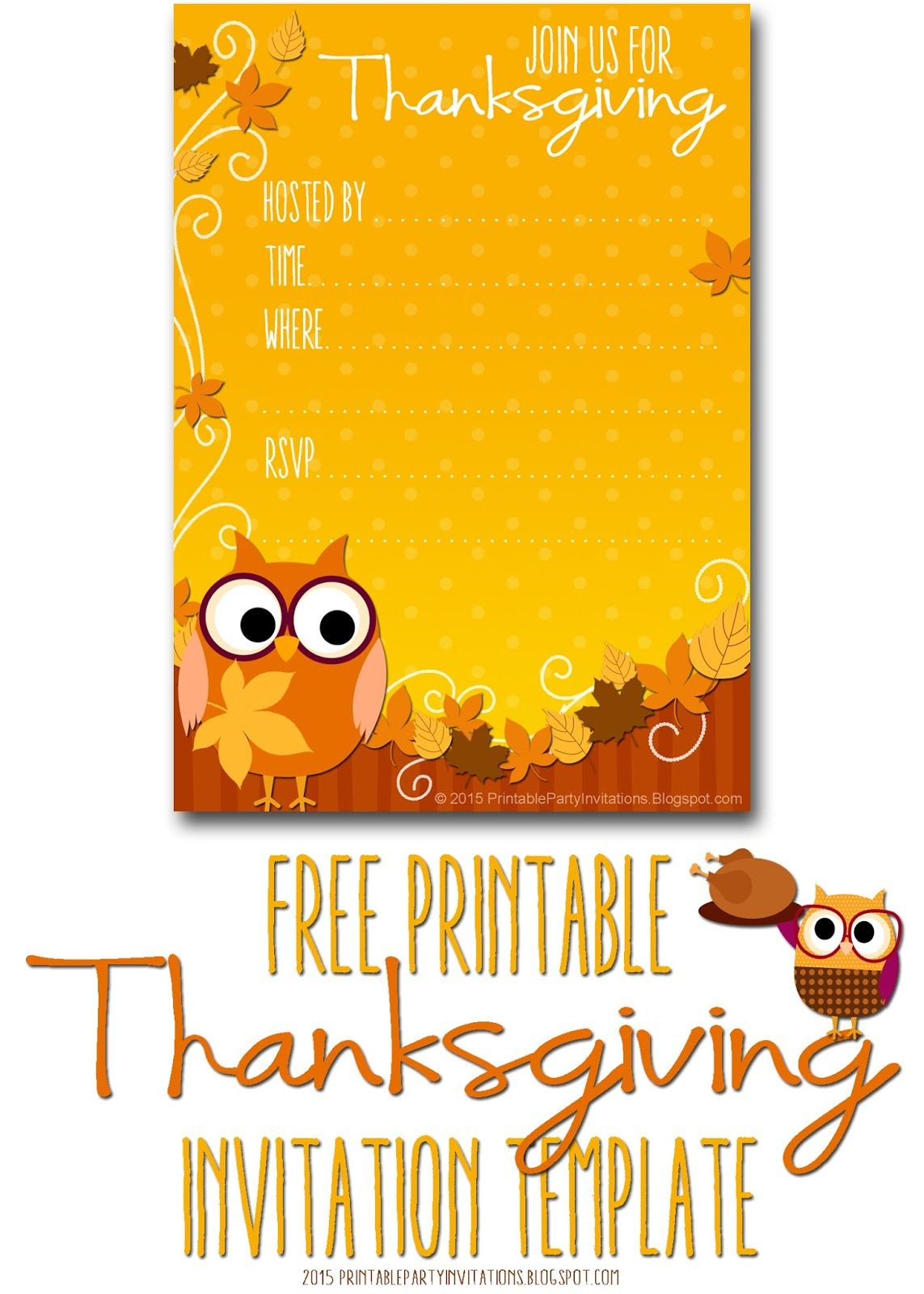 Thanksgiving Invite Template | Printable Thanksgiving Invitation within Free Printable Thanksgiving Invitation Templates