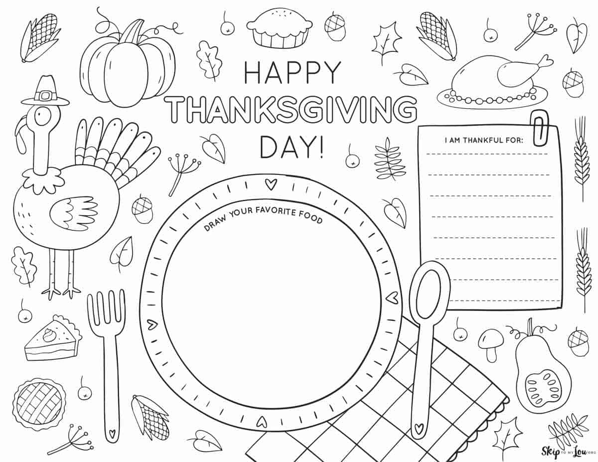 Thanksgiving Placemats | Skip To My Lou inside Free Printable Thanksgiving Coloring Placemats