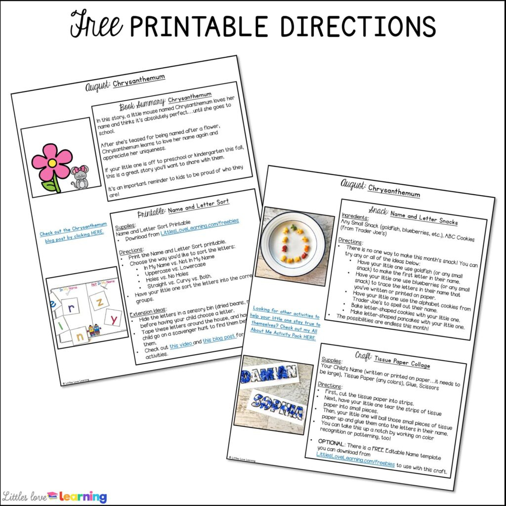 The Best Activities To Go Along With Chrysanthemum (Pre-K &amp;amp; K) with Chrysanthemum Free Printable Activities