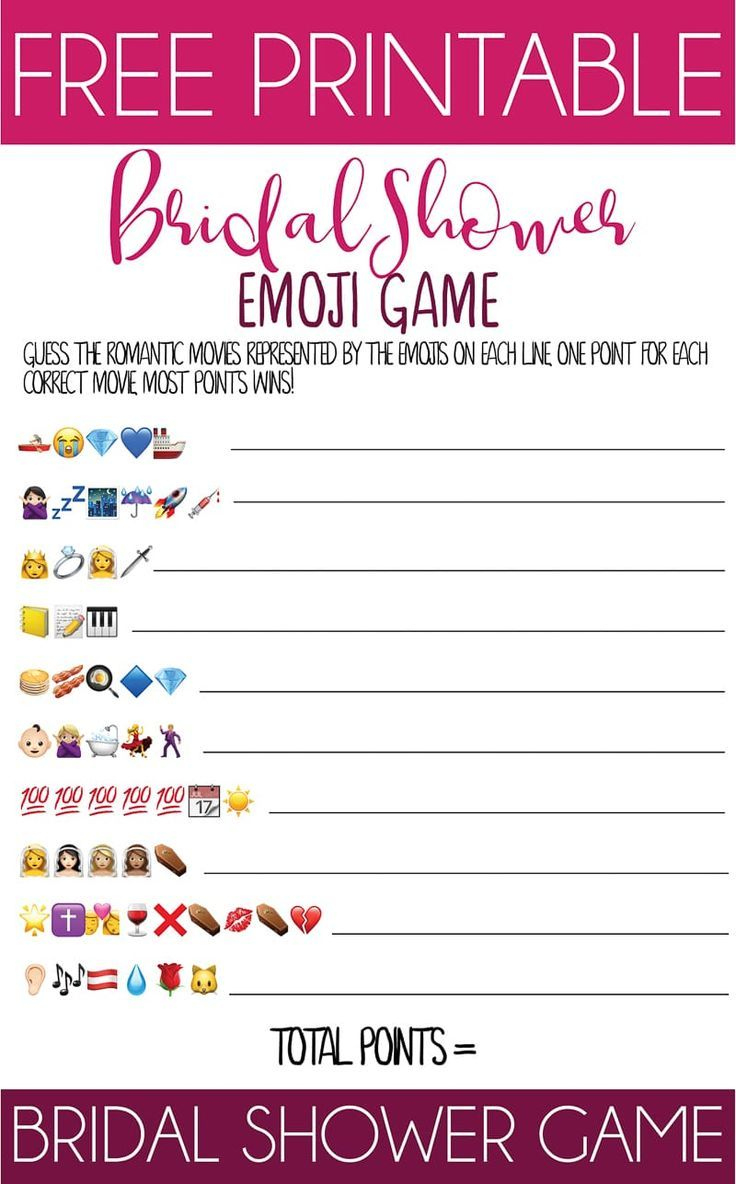 The Best And Unique Bridal Shower Emoji Game - Free Printable! with Wedding Emoji Pictionary Free Printable