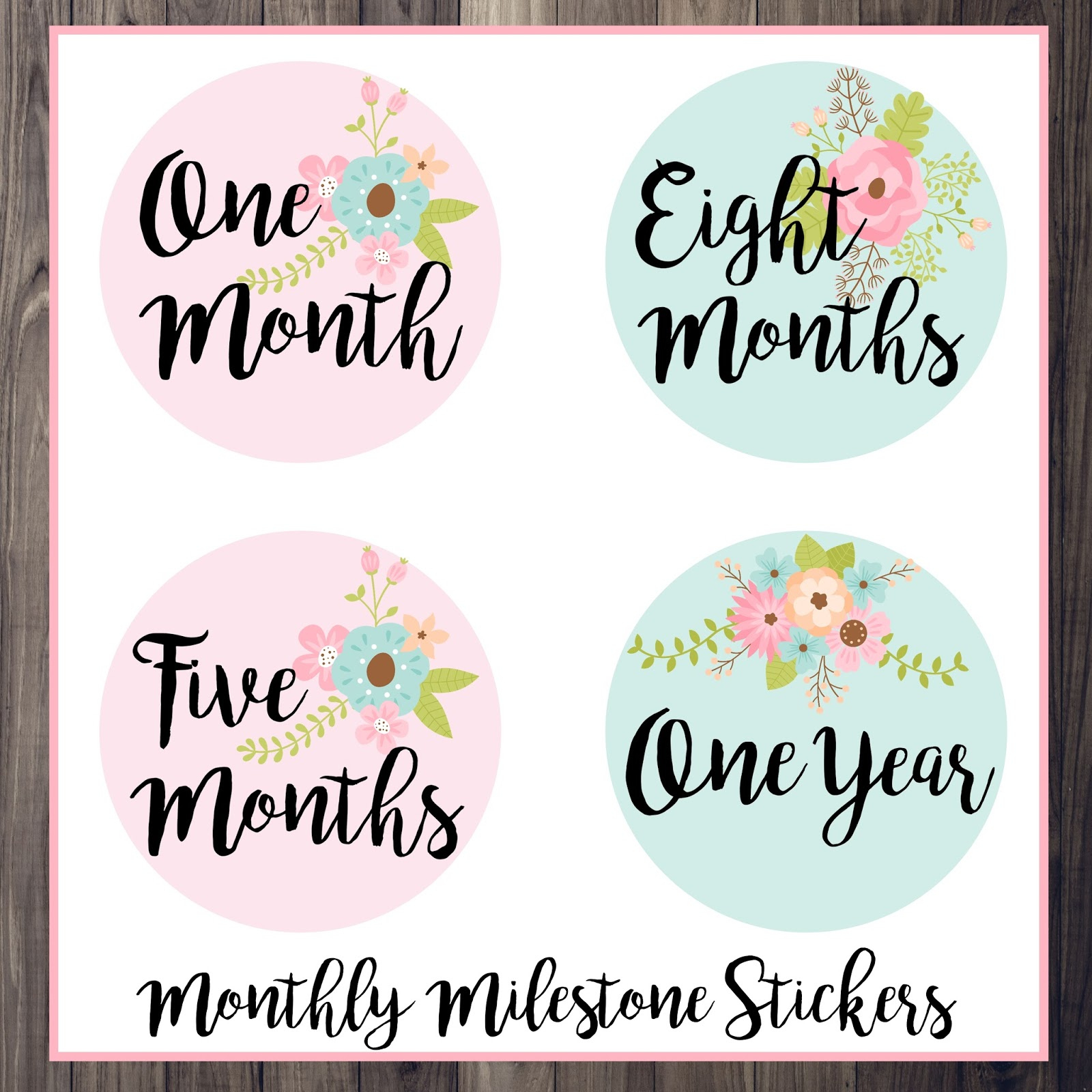 The Cozy Red Cottage: Free Baby Girl Monthly Milestone Stickers regarding Free Printable Baby Month Stickers