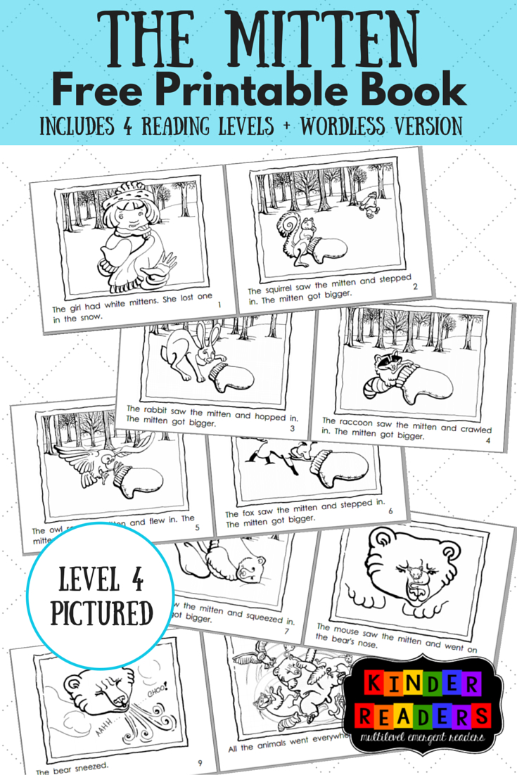 The Mitten Multilevel Kinderreaders Printable Book | A To Z with Free Printable Leveled Readers for Kindergarten