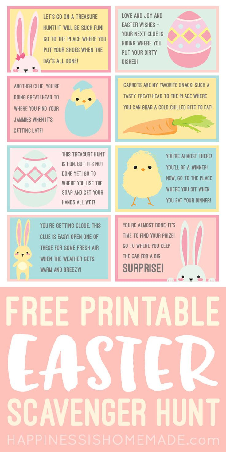 These Free Printable Easter Scavenger Hunt Clues Are So Much Fun inside Free Printable Easter Egg Hunt Riddles