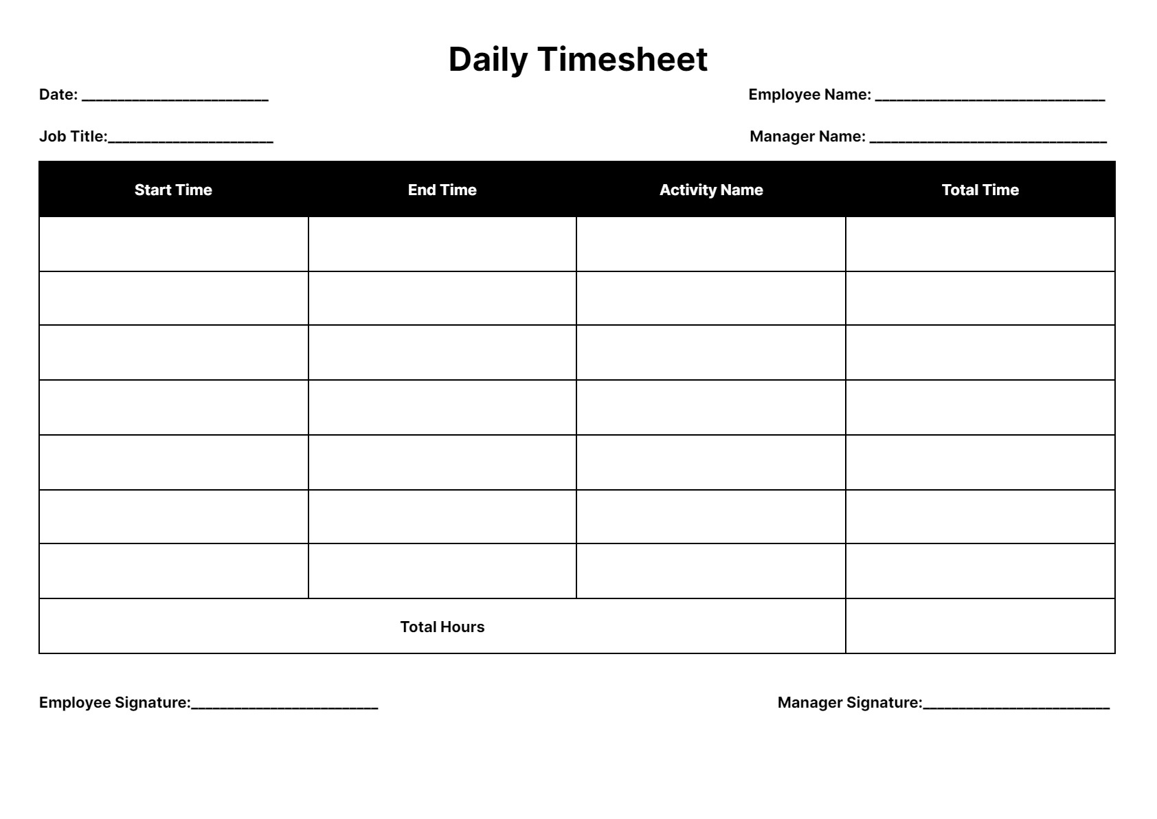 Timesheet Templates: Download &amp;amp; Print For Free! for Timesheet Template Free Printable