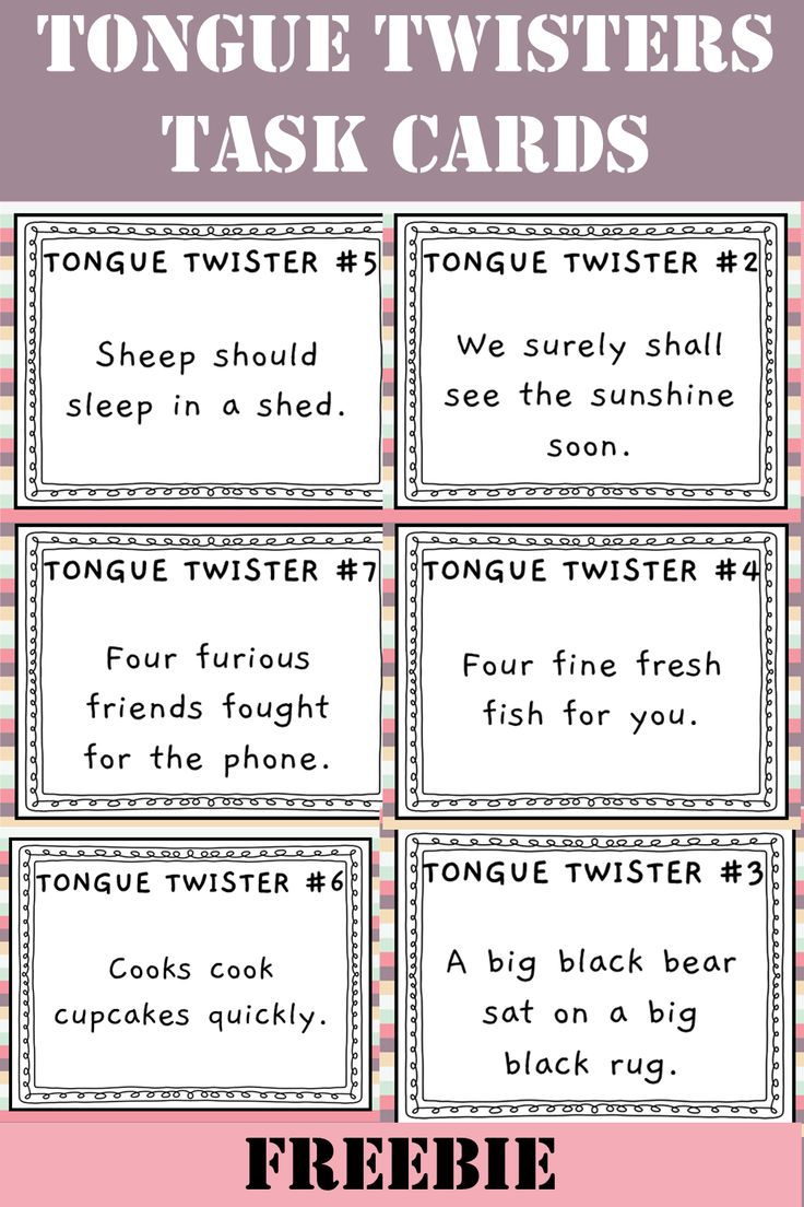 Tongue Twisters For Kids Printable Task Cards | Tongue Twisters within Free Printable Tongue Twisters