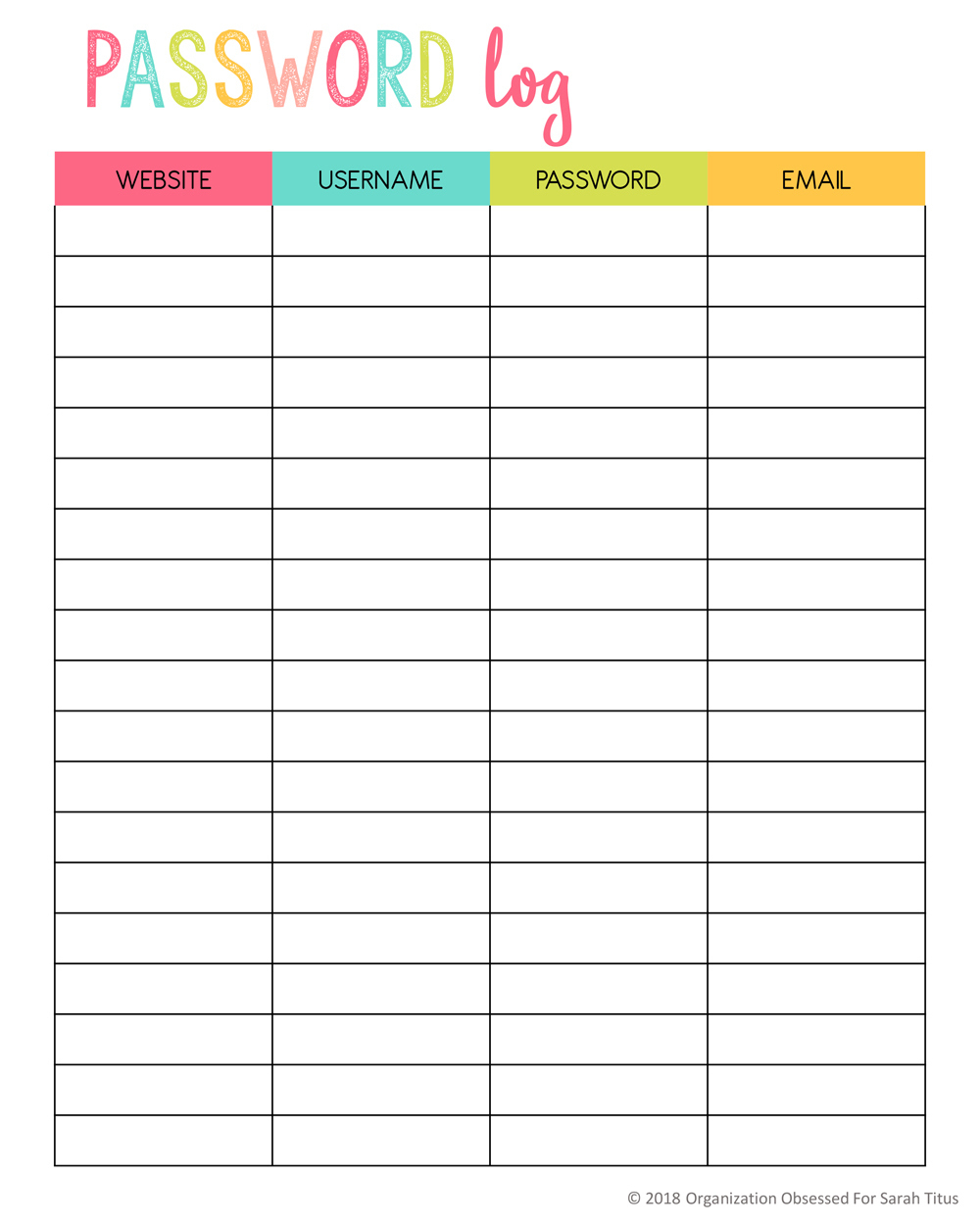 Top Password Keeper Printables To Download Instantly - Sarah Titus regarding Free Printable Password Sheet