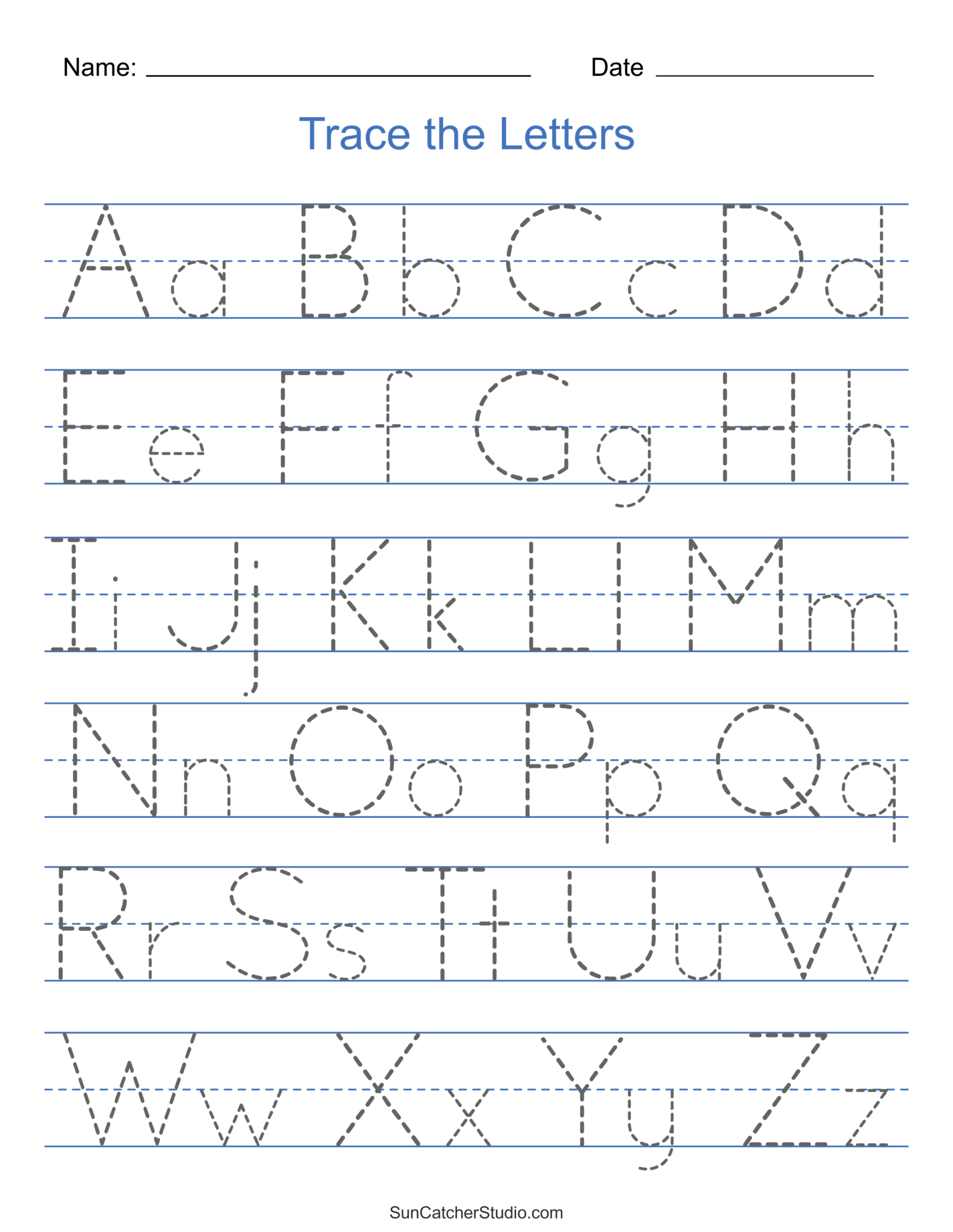 Tracing Alphabet Letters (Printable Handwriting Worksheets) – Diy inside Free Printable Tracing Worksheets