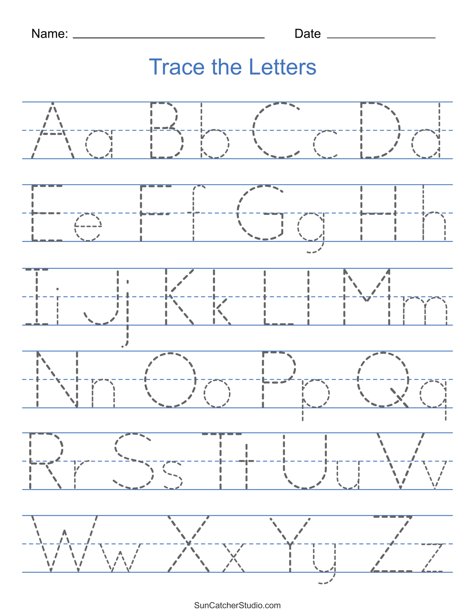 Tracing Alphabet Letters (Printable Handwriting Worksheets) – Diy intended for Free Printable Alphabet Worksheets