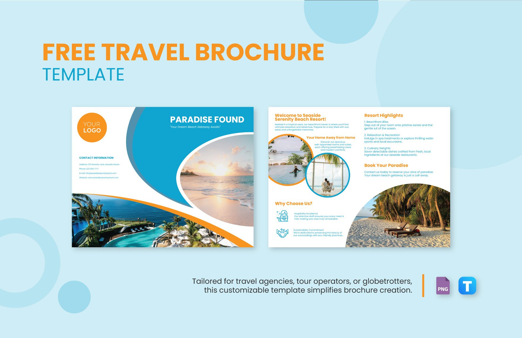 Travel Guide Brochure Template In Psd, Word, Publisher within Free Printable Travel Brochures