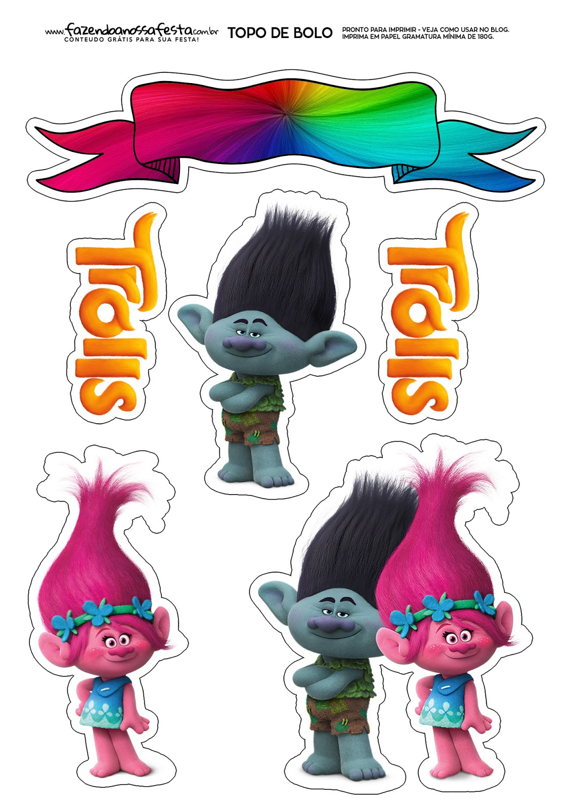 Trolls: Free Printable Cake Toppers. - Oh My Fiesta! In English with regard to Free Printable Trolls