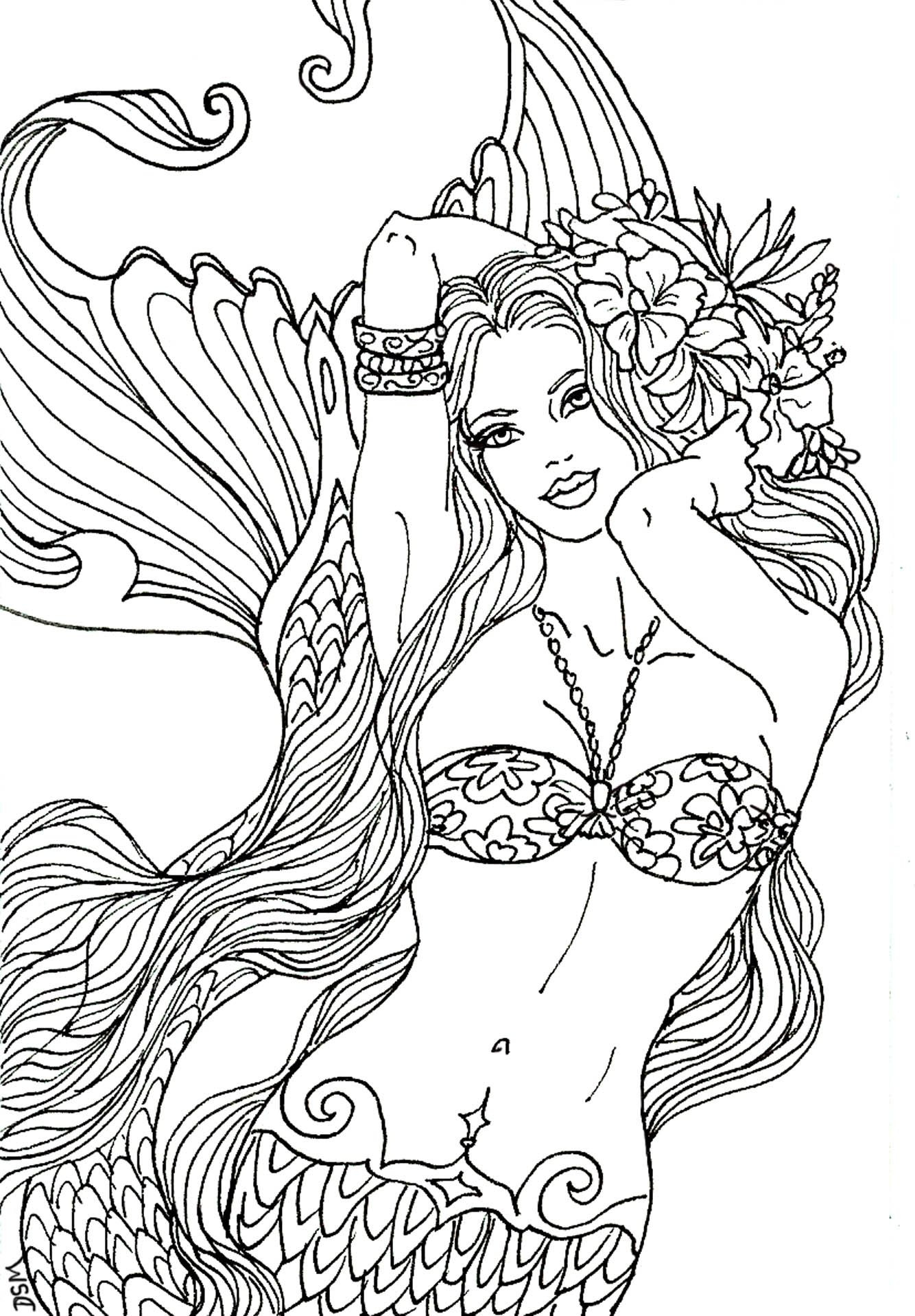 Tropical Do | Mermaid Coloring Book, Coloring Pages, Mermaid in Free Printable Mermaid Coloring Pages For Adults