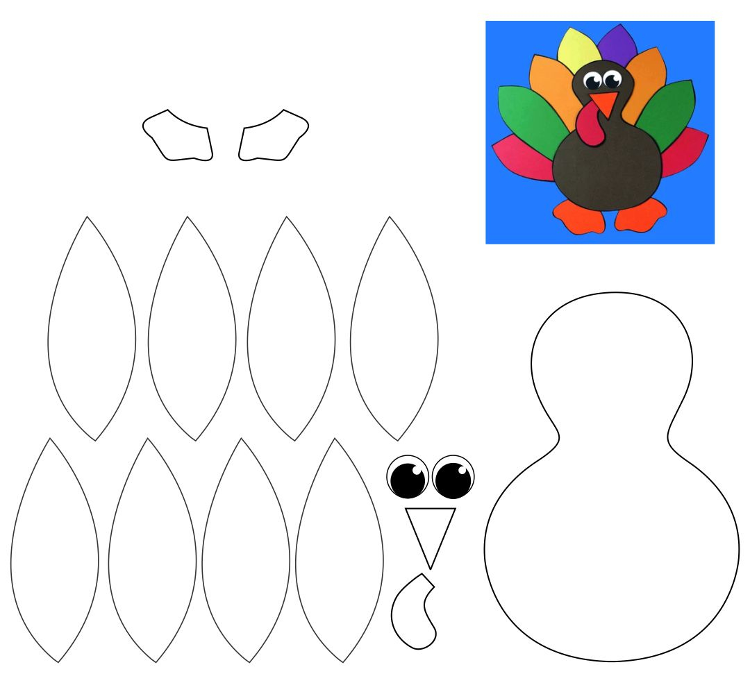 Turkey Cutouts Free Printable with regard to Free Printable Thanksgiving Turkey Template