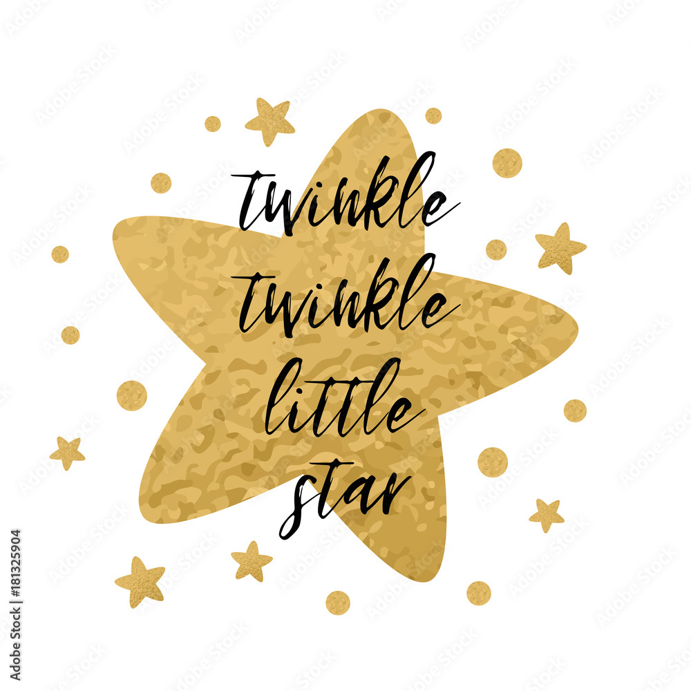 Twinkle Twinkle Little Star Text With Gold Stars For Girl Baby intended for Twinkle Twinkle Little Star Baby Shower Free Printables