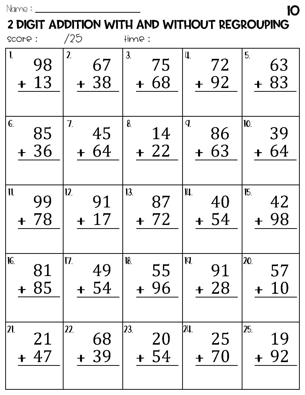 Two Digit Addition With And Without Regrouping Worksheets - Etsy within Free Printable Two Digit Addition Worksheets