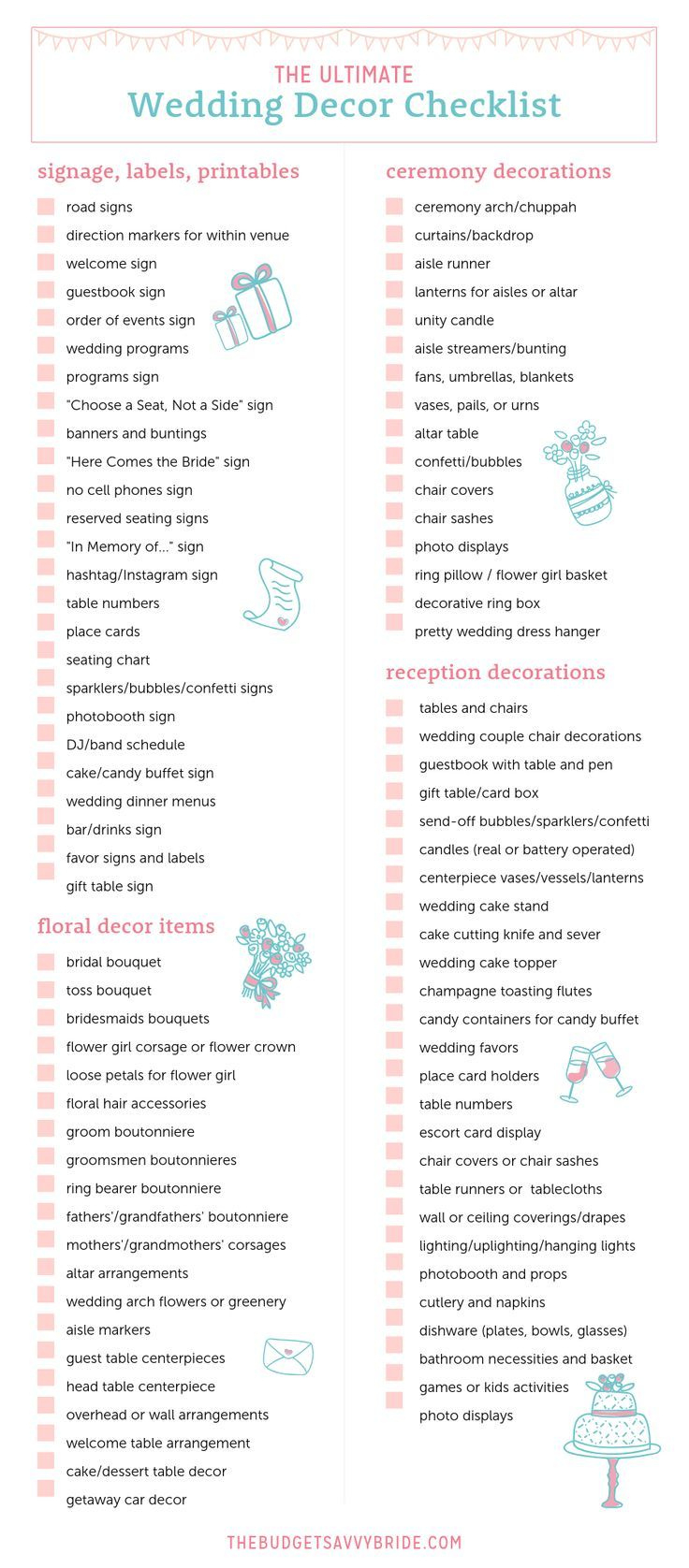 Ultimate Wedding Decor Checklist At, #Checklist #Decor #Ultimate intended for Free Printable Wedding Decorations