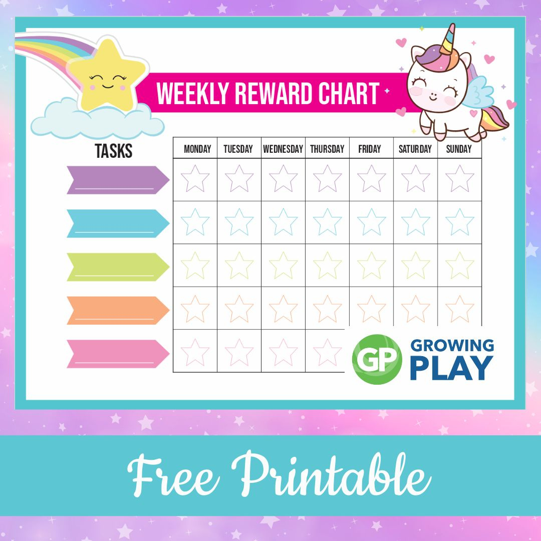 Unicorn Reward Chart - Free Printable - Growing Play inside Free Printable Reward Charts