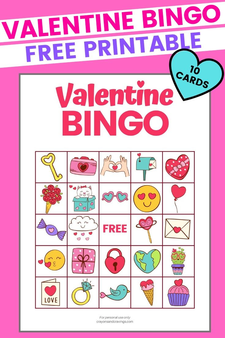 Valentine Bingo - Free Printable Valentine&amp;#039;S Day Game With 10 Cards! in Free Printable Valentines Bingo