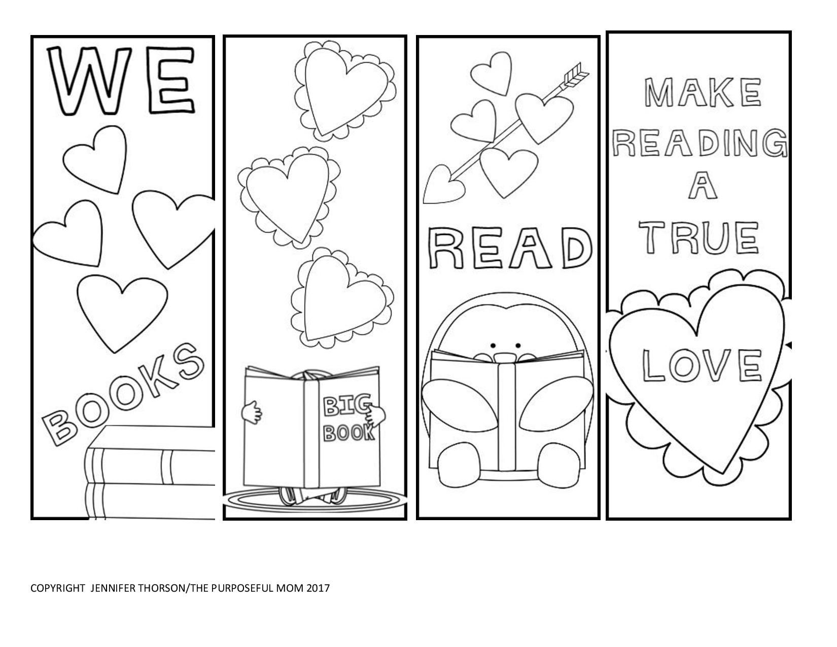 Valentine Bookmarks To Print And Color inside Free Printable Valentine Bookmarks