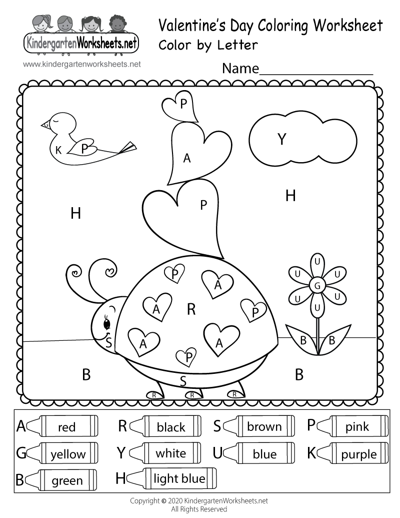 Valentine&amp;#039;S Day Colorletter Worksheet - Free Printable in Free Printable Valentine Worksheets for Preschoolers