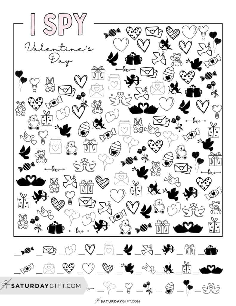 Valentine&amp;#039;S Day I Spy Printable - Cute &amp;amp; Free | Saturdaygift for Free Printable Valentine Hidden Pictures