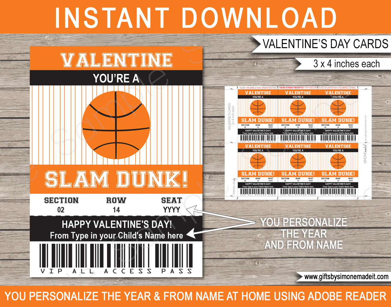 Valentine&amp;#039;S Day Kids Class Gift Tags - Basketball intended for Free Printable Basketball Cards