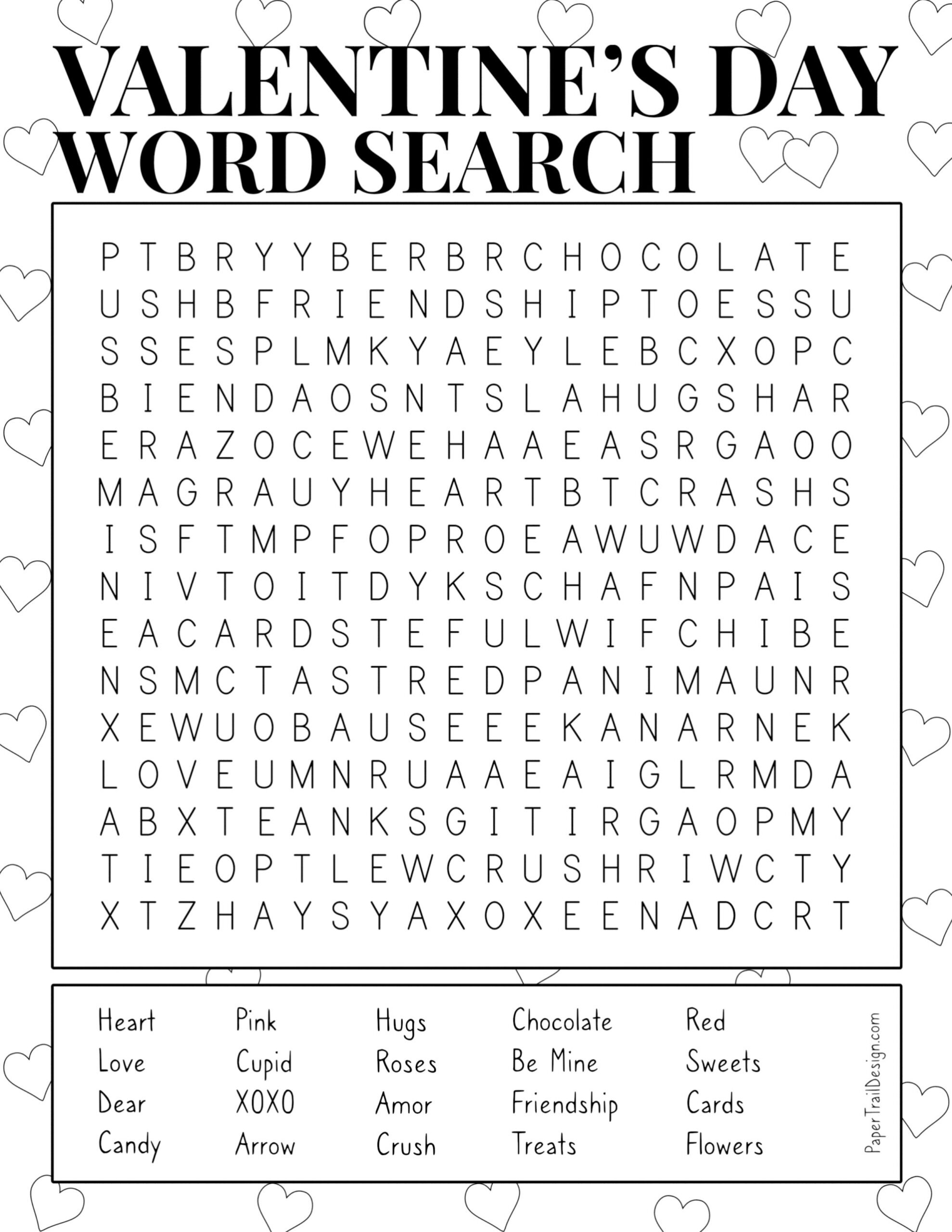 Valentine&amp;#039;S Day Word Search Printable - Paper Trail Design pertaining to Free Printable Valentine Word Search For Adults