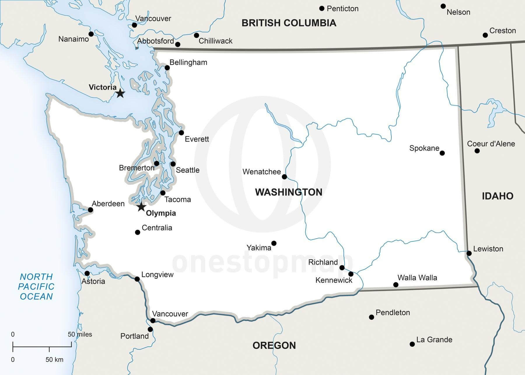 Vector Map Of Washington Political | One Stop Map with regard to Free Printable Map Of Washington State