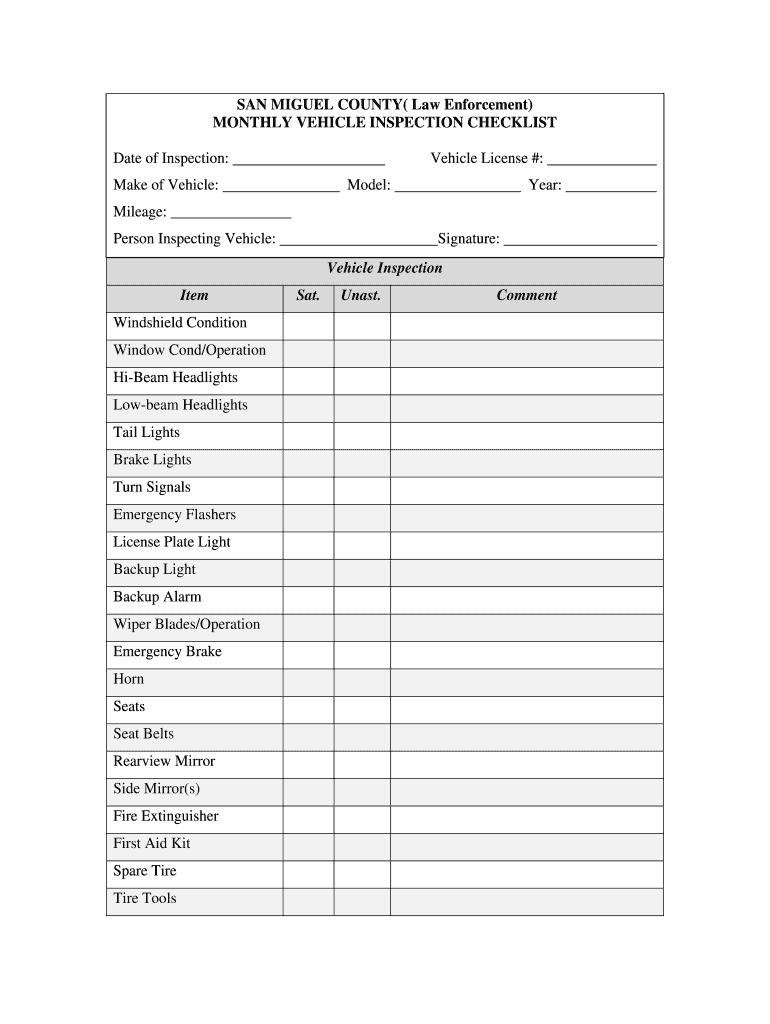 Vehicle Inspection Checklist Pdf - Fill Online, Printable in Free Printable Vehicle Inspection Form