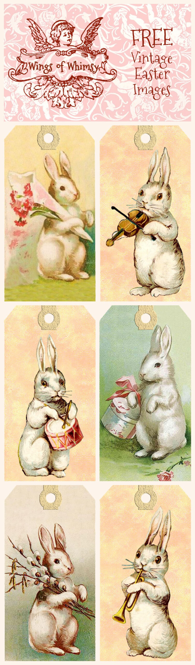 Vintage Easter Bunny Tags – Free Printables | Vintage Easter intended for Free Printable Vintage Easter Images