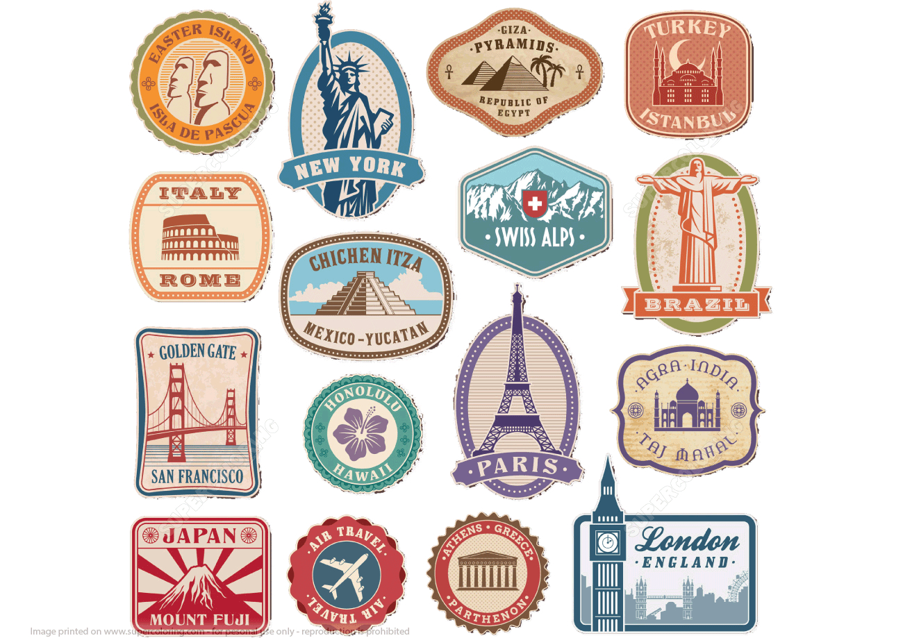 Vintage Style Screen Printable Stickers pertaining to Free Printable Travel Stickers