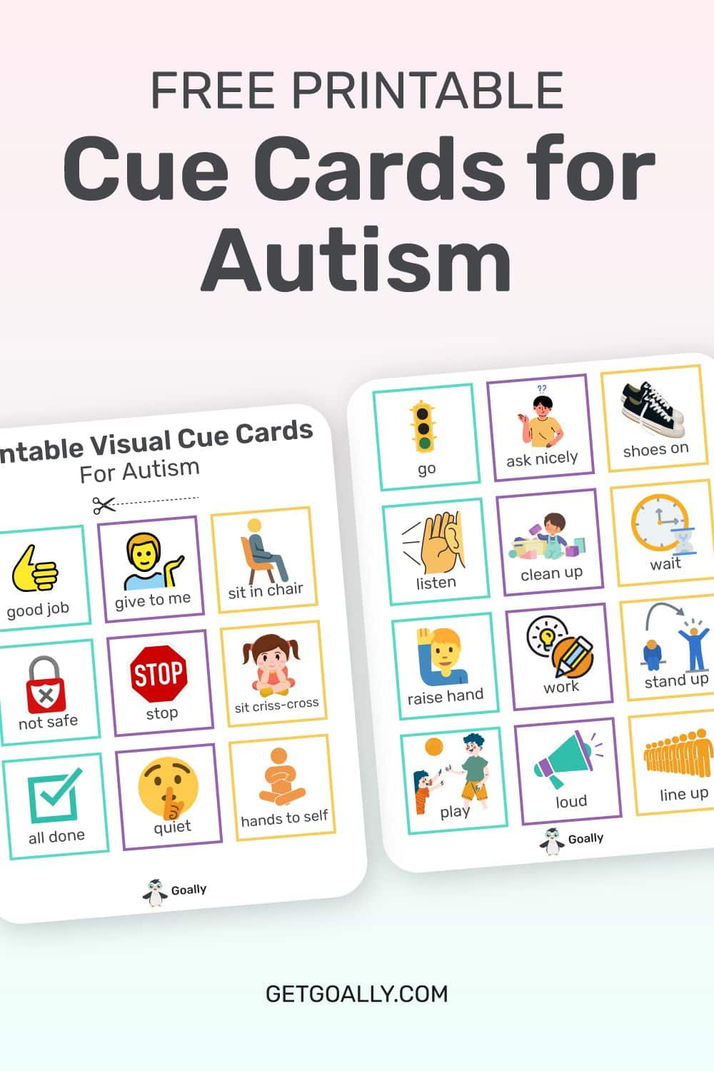 Visual Cue Cards For Autism | Free Printable - Goally for Autism Picture Cards Free Printable