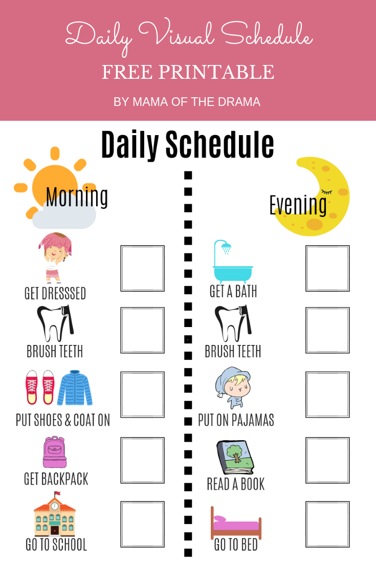 Visual Daily Schedule Free Printable | Mama Of The Drama | Daily throughout Children&amp;#039;S Routine Charts Free Printable