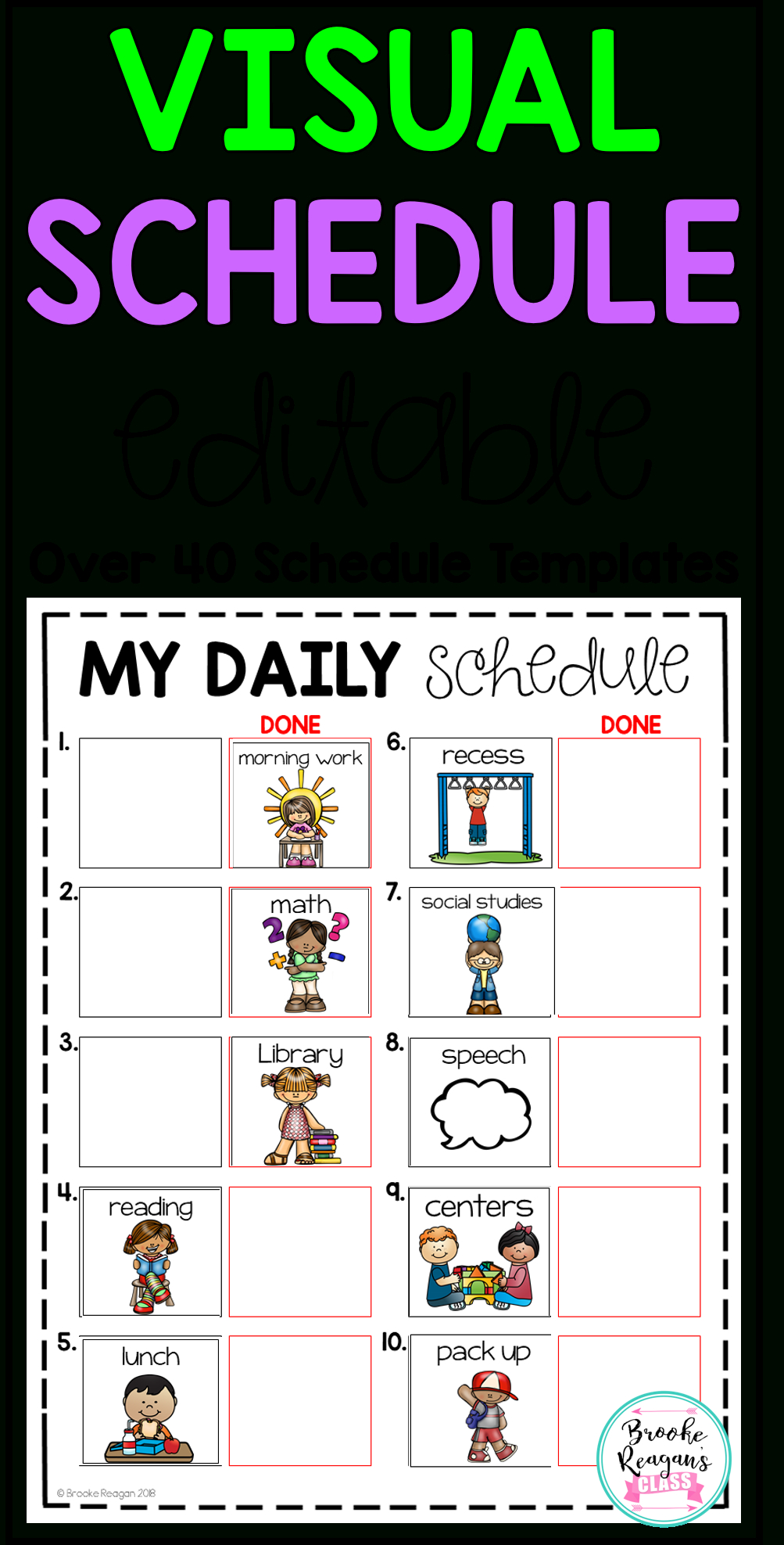 Visual Schedule - Editable Visual Student Classroom Daily throughout Free Printable Visual Schedule for Classroom